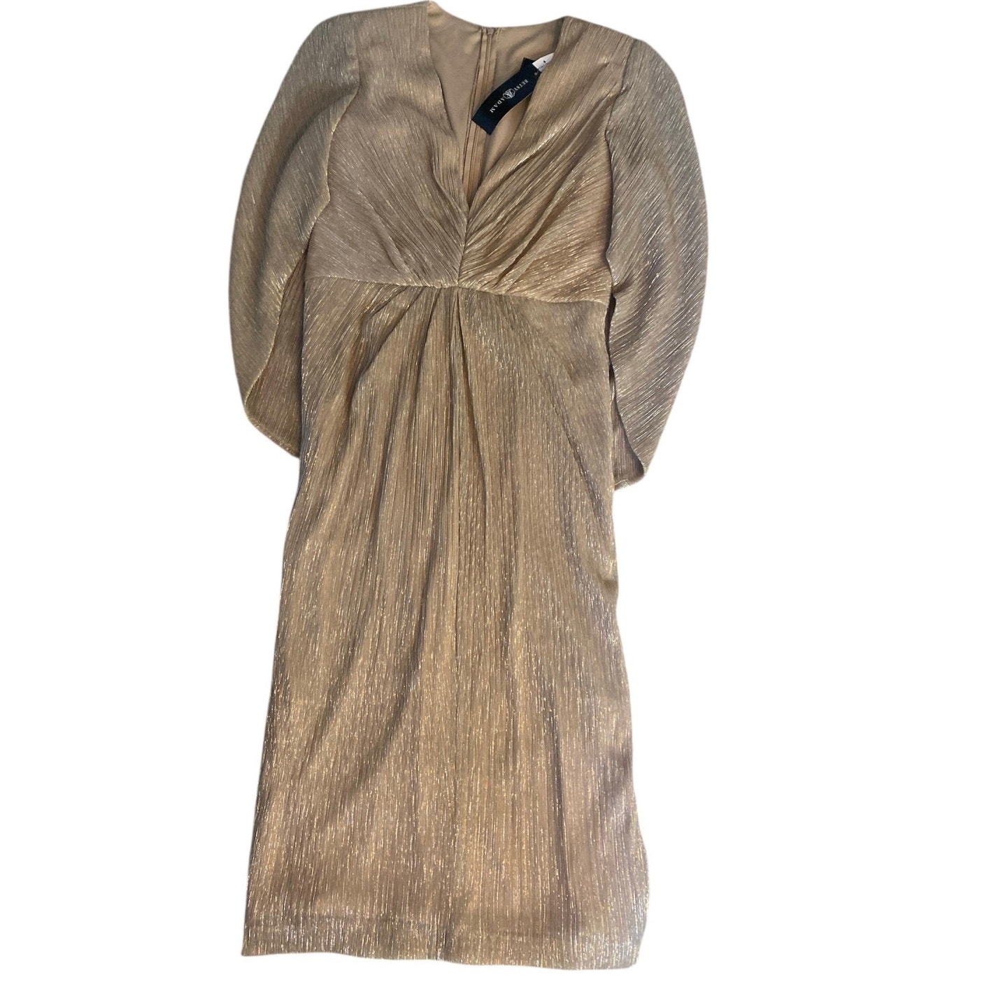 Betsy&Adam Metallic Vneck Draped Cape Dress Size 8/ A25892